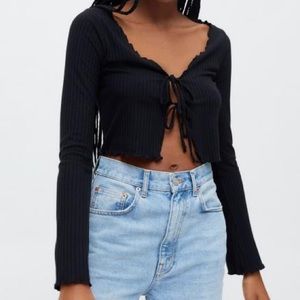 Urban Outfitters Leila Ribbed Tie-Front Top